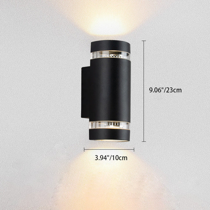 Contemporary Industrial Waterproof Aluminum Cylinder LED Up And Down Luminous Spotlight Wall Sconce Lamp For Outdoor Patio | Bowlift