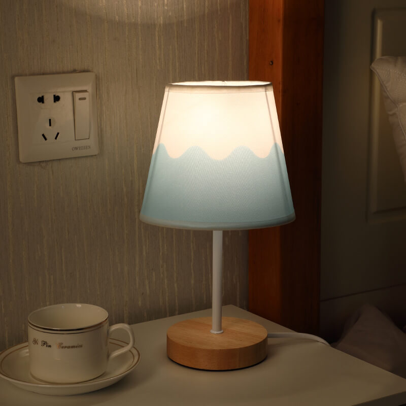 BowLift | Nordic Vintage Fabric Cone Solid Wood LED Table Lamp