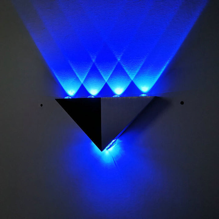 BowLift | TriLumina Prism LED Wall Light | Creative Pyramid Design | Aluminum & Acrylic | Colored Light Options