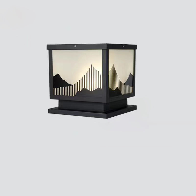 Traditional Chinese Aluminum Glass Square LED Waterproof Solar Landscape Light For Outdoor Patio | Bowlift