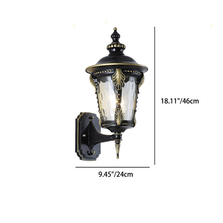 Traditional European Waterproof Quadrangle Pointed Cylinder Aluminum Glass 1-Light Outdoor Wall Sconce Lamp For Garden | Bowlift
