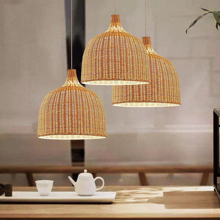 NatureGlow Pendant Lamp - Woven Reed and Bamboo Lighting | Bowlift