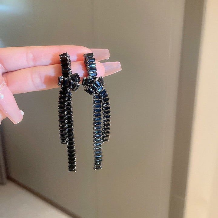 BowLift | Diamond-encrusted Metal Long Tassel Earrings For Women