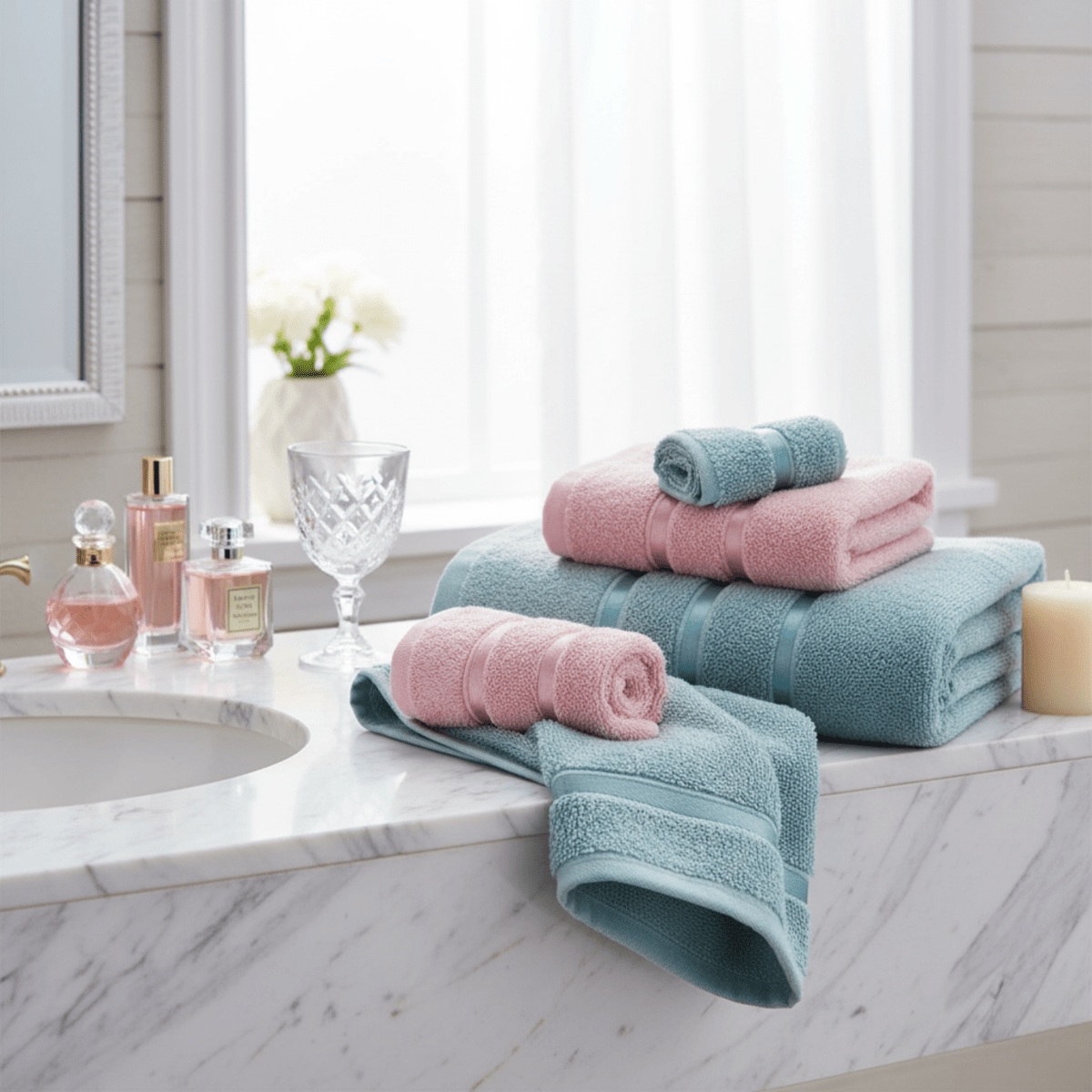 BowLift | Elenora Casa Towels | Soft, Light & Highly Absorbent | Premium Cotton | Elegant Hand & Face Towels for Stylish Care