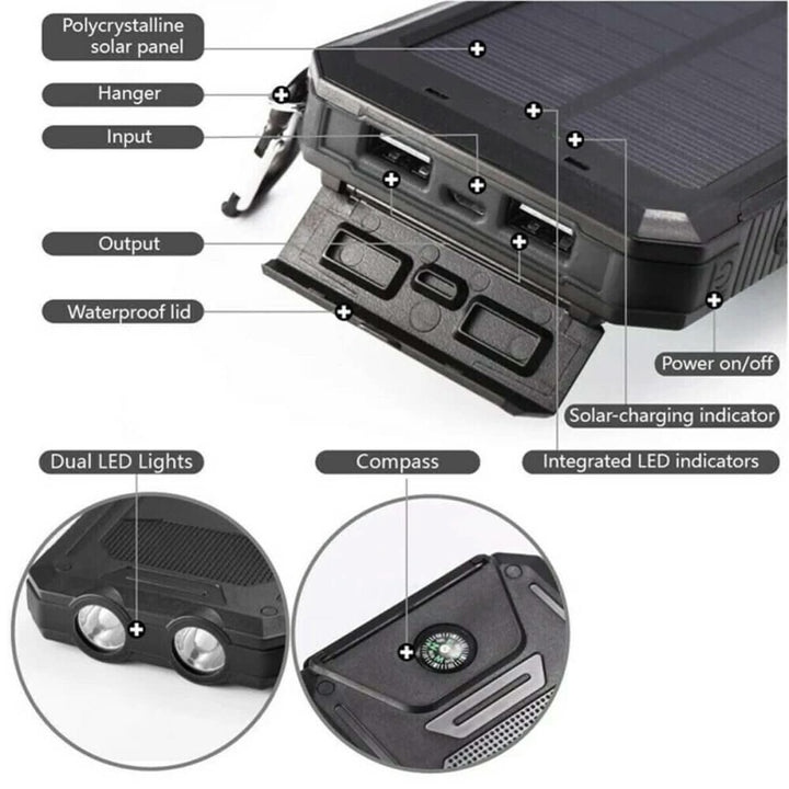 BowLift | Waterproof Solar Power Bank with 30000mAh for Outdoor Adventures
