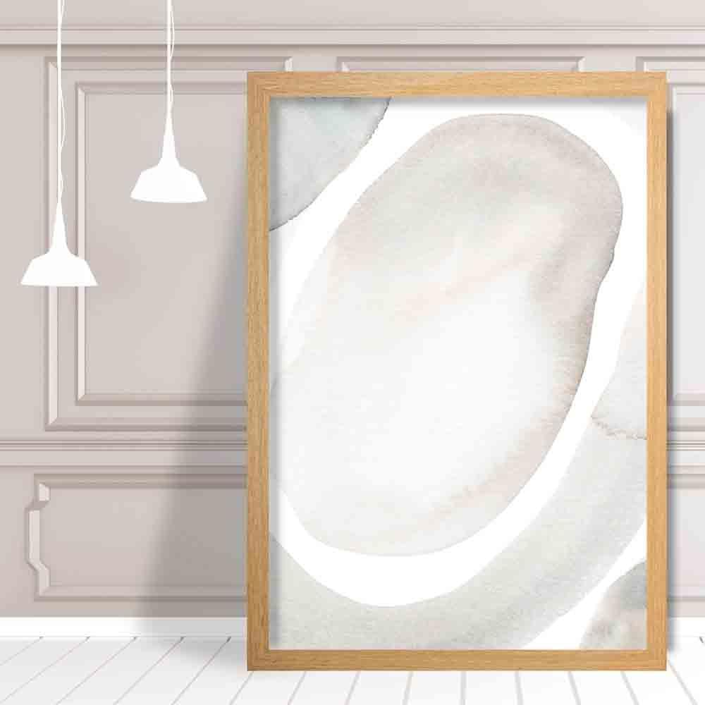 Beige and gray watercolor shapes art print 03 | Bowlift