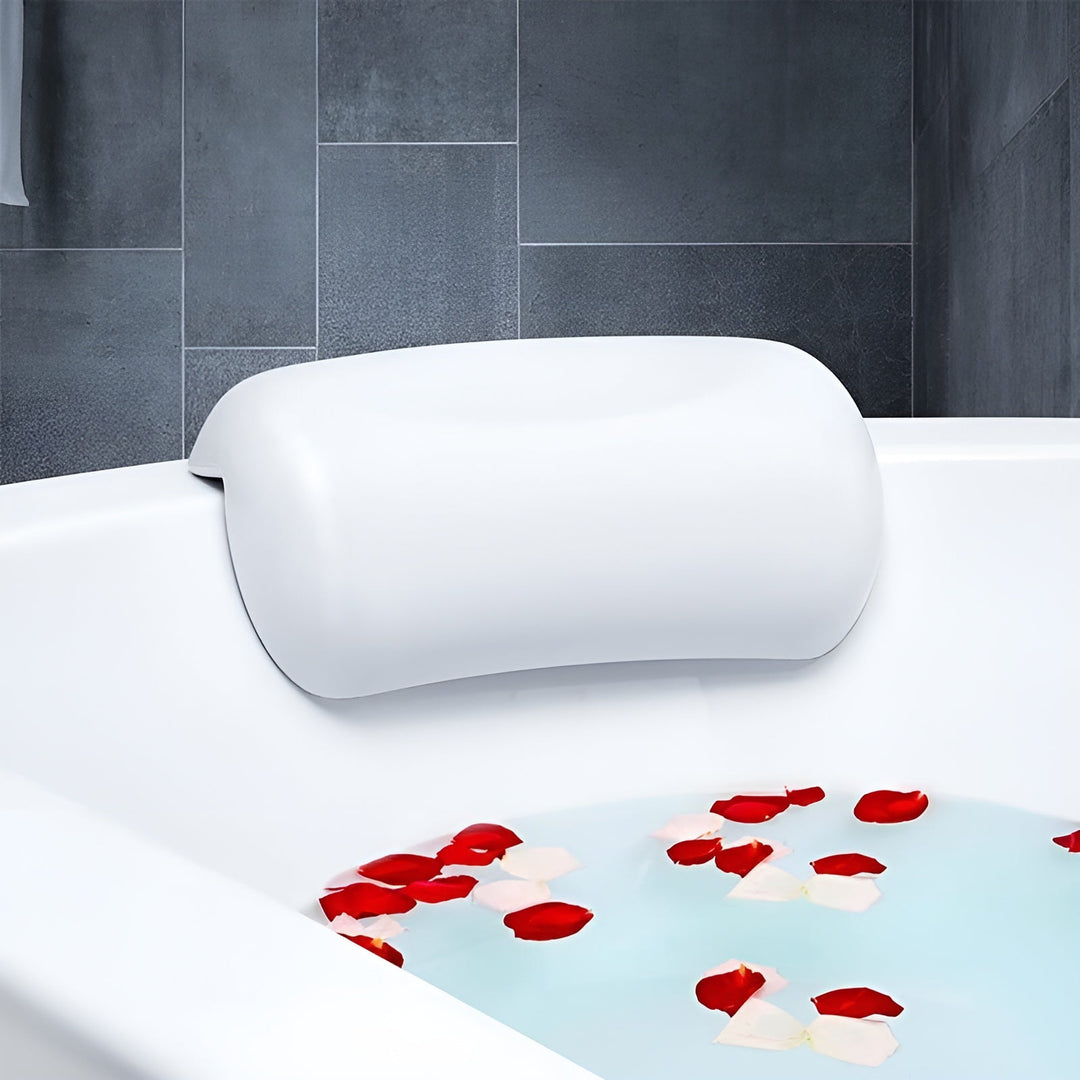 Bathtub pillow – Waterproof & Non-slip | Soft Memory Foam Head & Back Cushion with Suction Cups | Bowlift