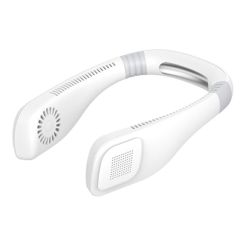 Hand Free Mini USB Neck Fan - Rechargeable Portable Headphone Design Wearable Neckband Fan, 3 Level Air Flow, 360 Degree Free Rotation Perfect for Sports, Office and Outdoor(White) | Bowlift
