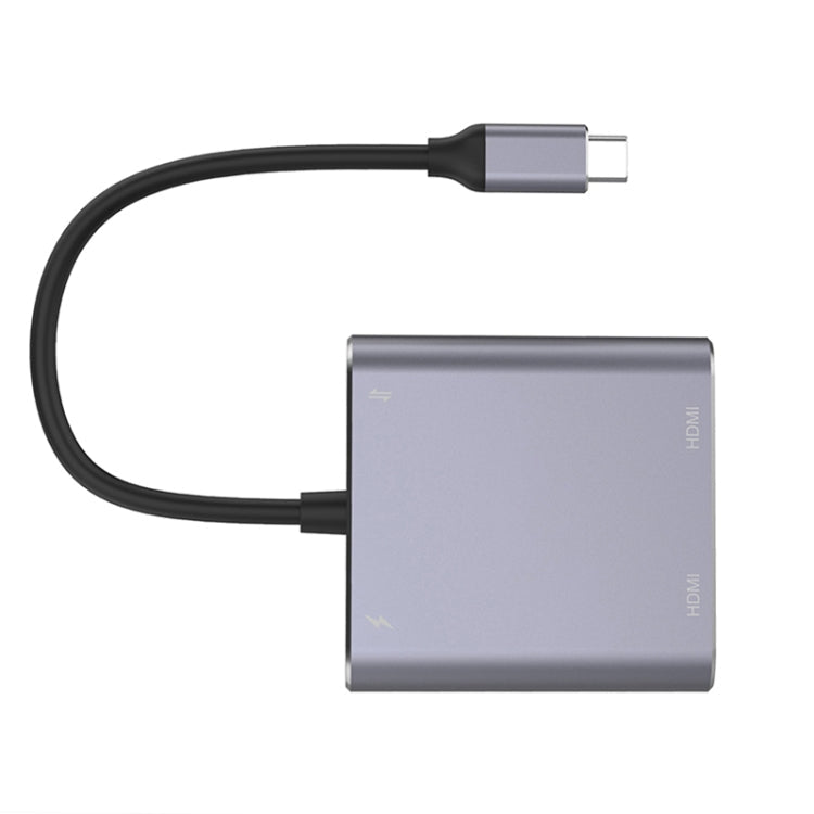 BowLift | 4 in 1 Type-C to Dual HDMI + USB + Type-C HUB Adapter
