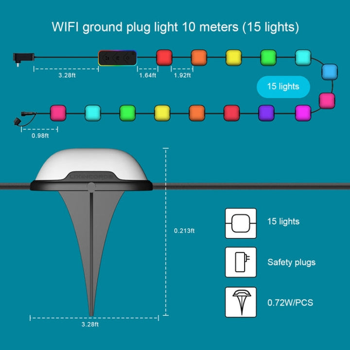 BowLift | CP01 Outdoor WIFI Smart APP Control Garden Light Music Synchronization Outdoor Ground Lights (US Plug)