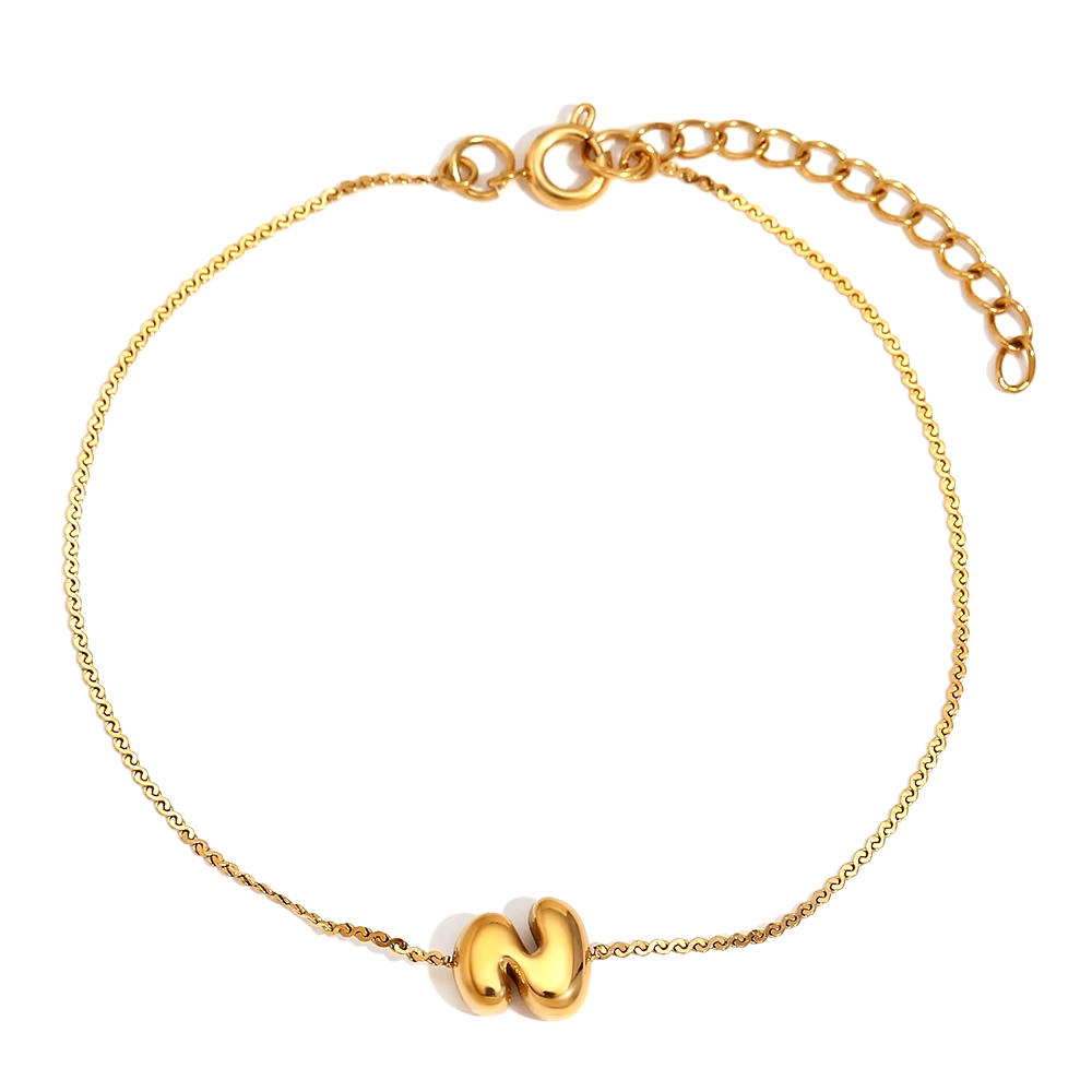 BowLift | Dainty Bubble Letter Initial Bracelet