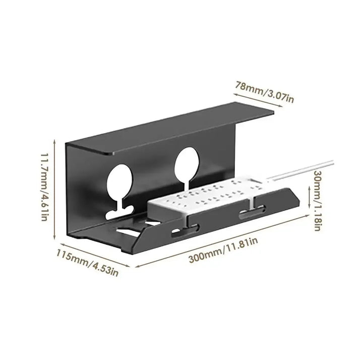 BowLift | Cable Channel DeskFixx | Under-Desk Cable Management | No Drilling | Sturdy Steel Shelf | Black