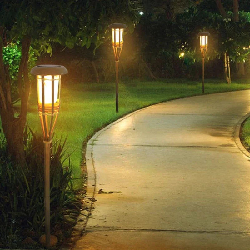 BowLift | Solar Torch 5-Piece Set | Flame Effect LED Garden Lights | Solar Powered | Decorative Light for Outdoors