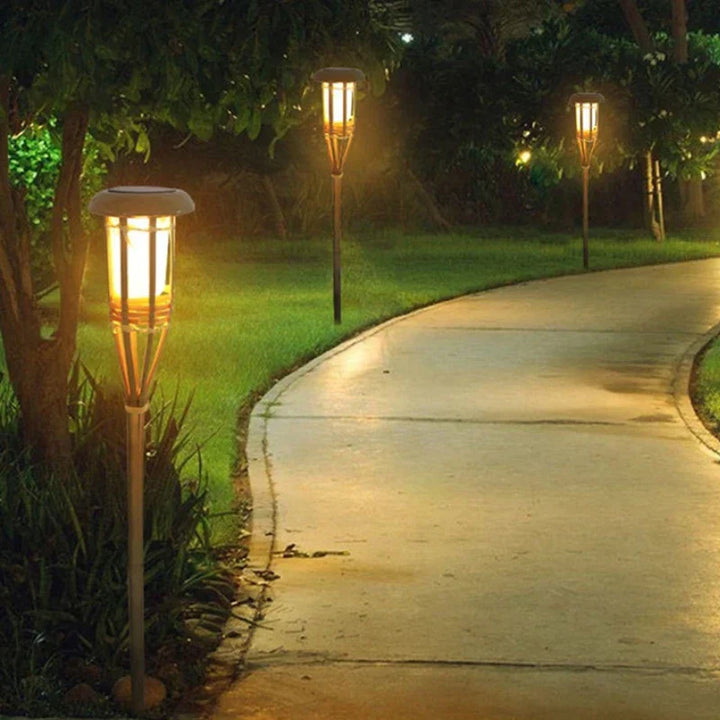 BowLift | Solar Torch 5-Piece Set | Flame Effect LED Garden Lights | Solar Powered | Decorative Light for Outdoors