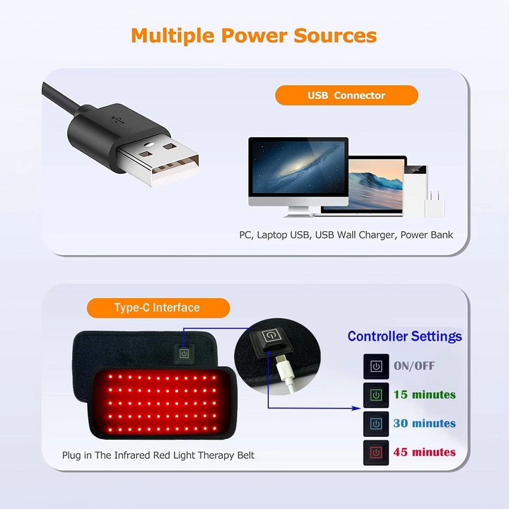BowLift | Red & Infrared LED Slimming Belt with Heat Therapy – 60 Light Beads, 850nm & 660nm Wavelengths