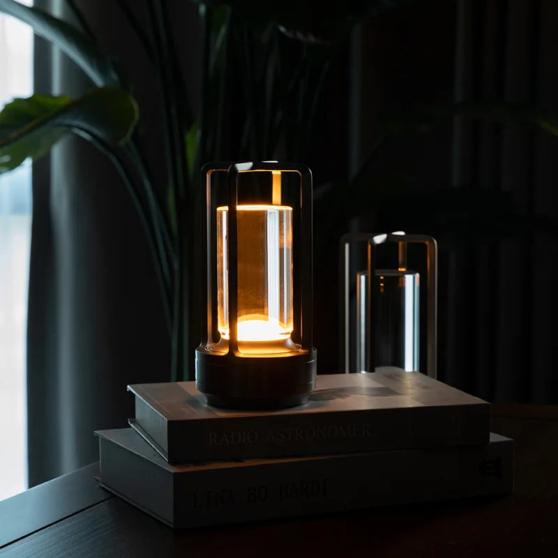 Rechargeable wireless table lamp with crystal glass - Portable LED light for indoor and outdoor areas | Bowlift