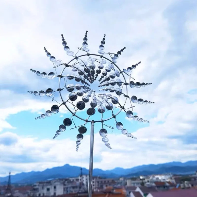 Unique Solar-Powered Kinetic Metal Windmill Spinner - Magical Wind Collectors for Patio, Garden, Lawn Outdoor Decoration Bowlift