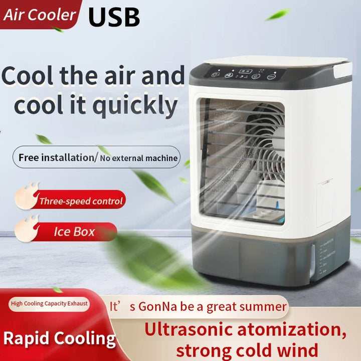 USB Portable Mini Air Conditioner Fan – 3-Speed Desktop Cooling Fan with LED Night Light, Air Cooler for Home, Office, and Camping | Bowlift