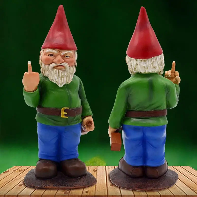 BowLift | Funny Drunk Gnome Figurine with Middle Finger for Garden and Grass Field
