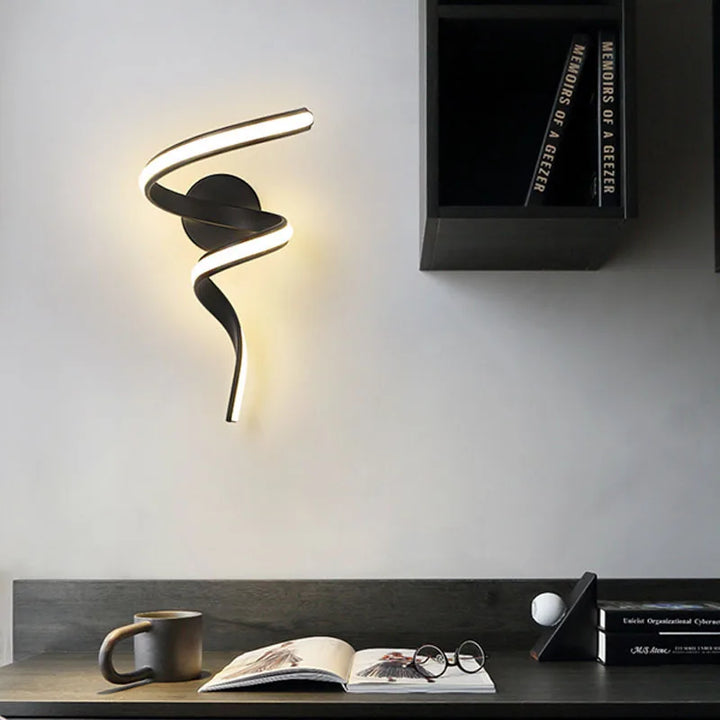 BowLift | LED Wall Lamp NordLED Wall Light | Nordic Spiral Design | Modern & Energy Saving | For Bedroom, Corridor & Living Room Spiral Sconce Light For Stairs Bedroom Bedside Study Hallway Background Indoor Decor Wall Lighting Fixtures