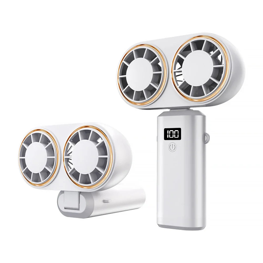 BowLift | AerisCool Handheld Fan Double-Cooler | 5-Stage Cooling | Rechargeable & Digital Display