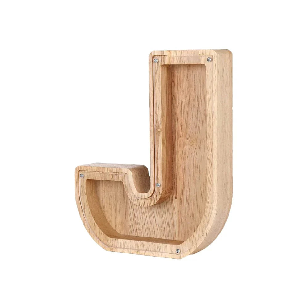 BowLift | Wooden Alphabet Piggy Bank with Transparent Viewing Window for Stylish Saving