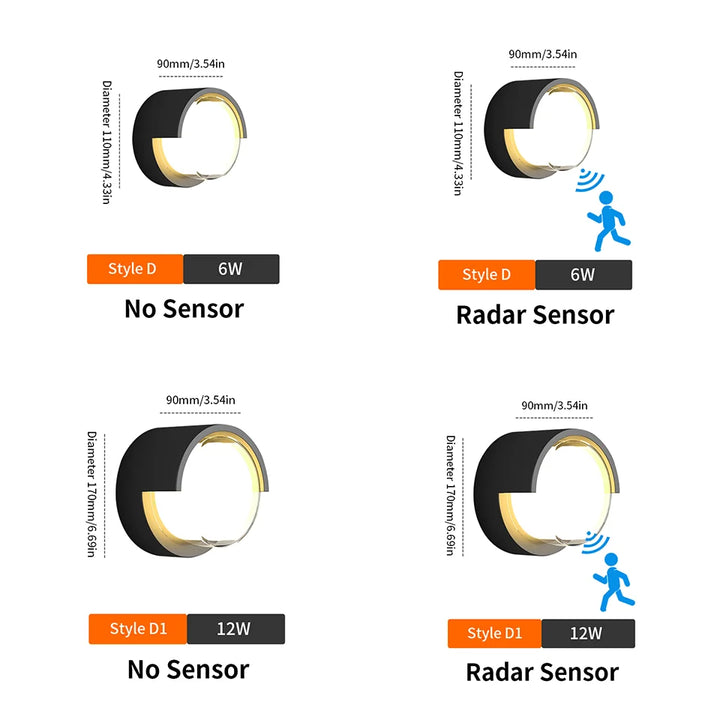 BowLift | LED Wall Light LumoGuard | With Radar Motion Sensor | 6W/12W | Warm & Cold White | IP66 Waterproof