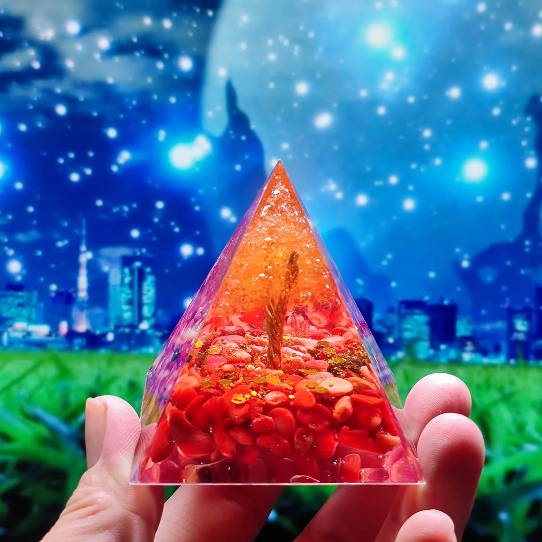 BowLift | Orgonite Pyramid with Amethyst Pendulum – Energy, Protection and Decoration