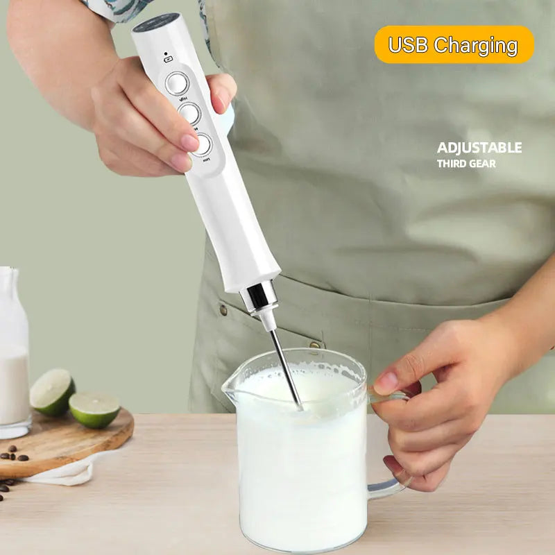 BowLift | 3 In 1 Electric Milk Frother Rechargeable Milk Frother Handheld Frothing Device High Speeds Milk Frother Drink Mixer Coffee