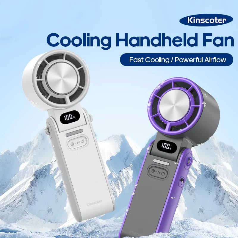 BowLift | CoolityGo Handheld Fan with Ice-Cool Technology | 100 Speed Levels | 3600mAh Battery | Foldable & Ultraleight