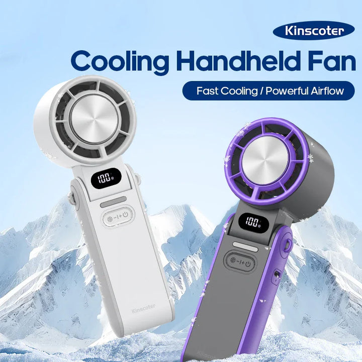 BowLift | CoolityGo Handheld Fan with Ice-Cool Technology | 100 Speed Levels | 3600mAh Battery | Foldable & Ultraleight