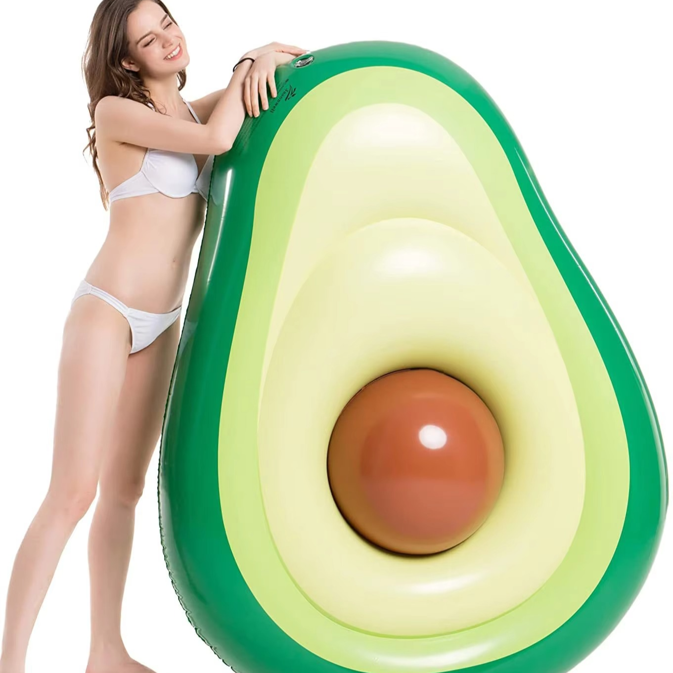 BowLift | Inflatable Avocado Pool Float with Detachable Ball