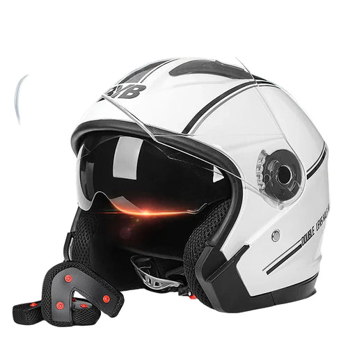 BowLift | Retro 3/4 Open-Face Motorcycle Helmet with Dual Lens – AeroRide