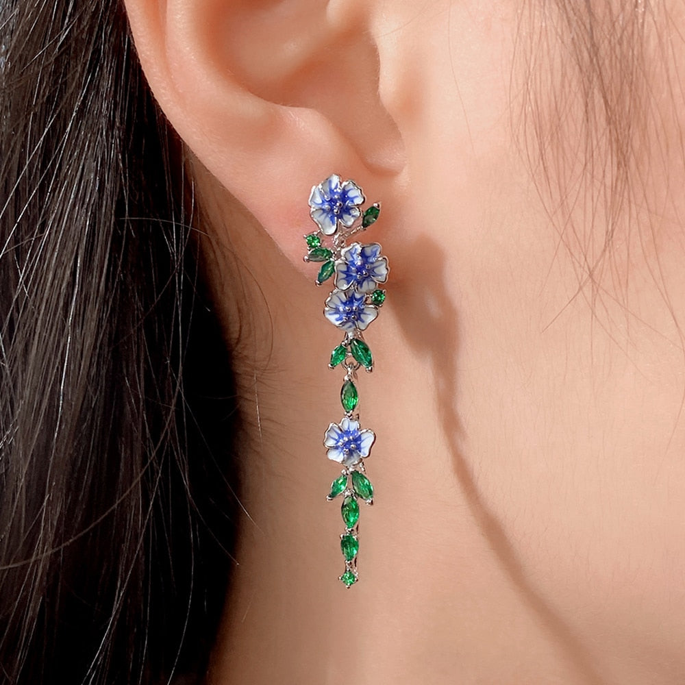 BowLift | Vintage Blue Blossom Dangle Earrings