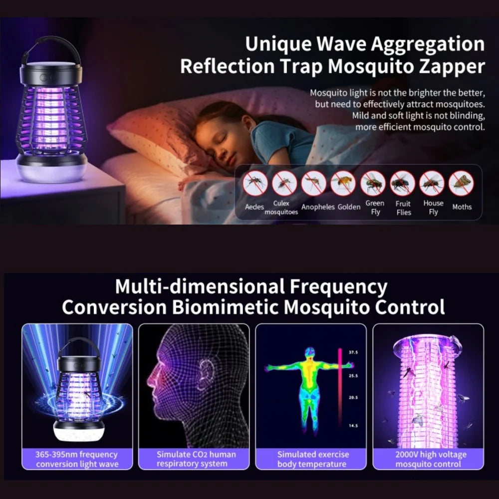 BowLift | Mosquito lamp Lumava Pro | 4-in-1 Camping light with insect killer & SOS function | Rechargeable with USB-C & 2000 mAh battery