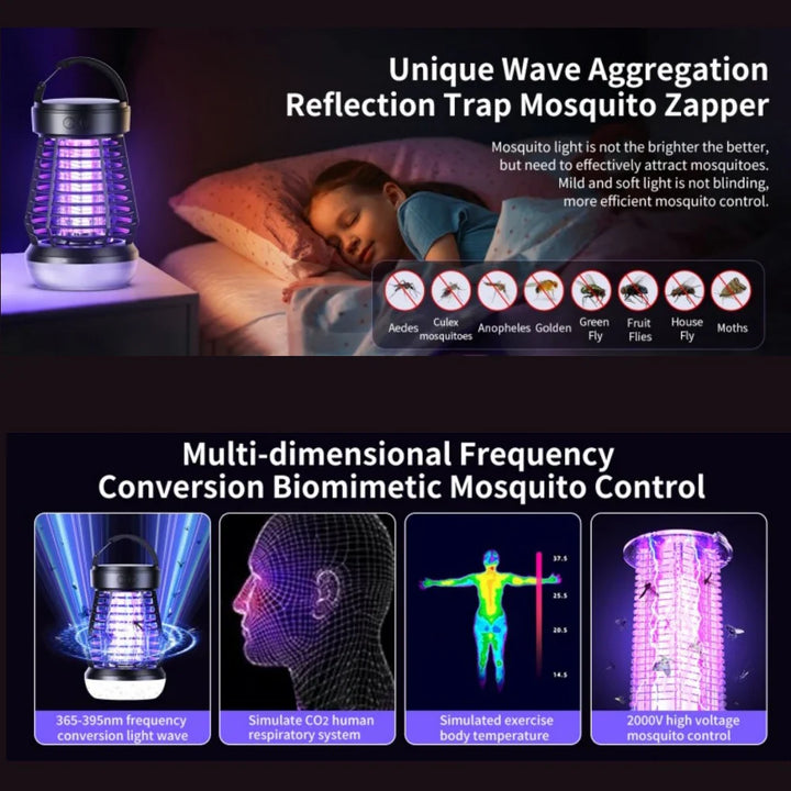 BowLift | Mosquito lamp Lumava Pro | 4-in-1 Camping light with insect killer & SOS function | Rechargeable with USB-C & 2000 mAh battery