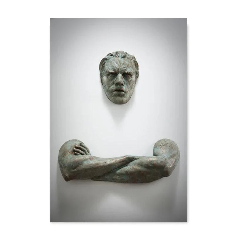 Modern Urban Abstract Iron Statue Wall Art Fine Art Canvas Prints 3d Visualization Figure Art Pictures For Minimalist Apartment Wall Decor | Bowlift