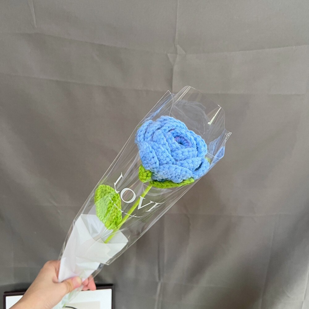 Hand-knitted rose bouquet