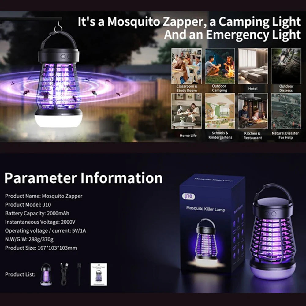 BowLift | Mosquito lamp Lumava Pro | 4-in-1 Camping light with insect killer & SOS function | Rechargeable with USB-C & 2000 mAh battery