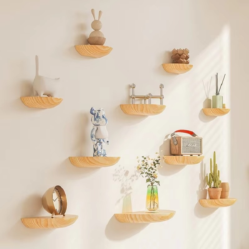 BowLift | Half-Round Wooden Floating Shelf - Modern Wall-Mounted Display for Home & Bathroom