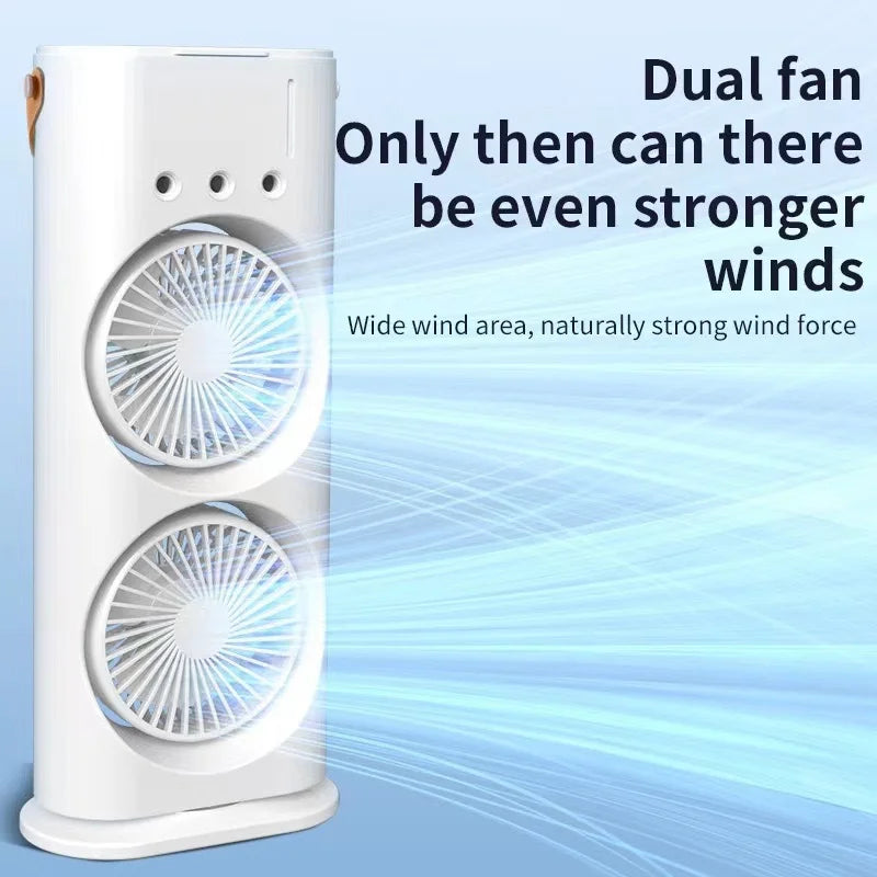 Portable Double Fan Cooling Spray Air Conditioning | Bowlift