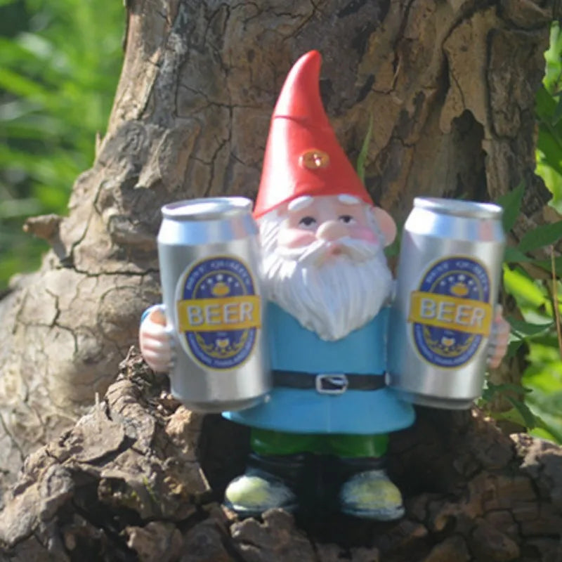 BowLift | Drunken Gnome with Beer Funny Figurine for Garden and Home Decoration
