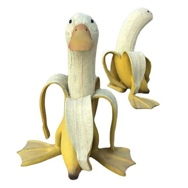 BowLift | BananaDuck Sculpture "Quaki" | Funny Garden Decor | Weatherproof Resin | 17 cm