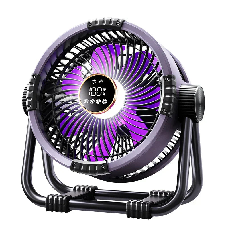 Camping Fan with 20,000mAh Battery, LED Light & Remote Control – WindMate | Bowlift