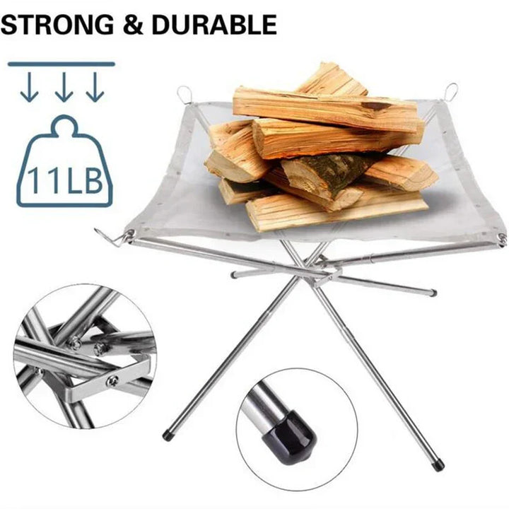BowLift | Pyroniq Outdoor Fire Pit | Foldable & Stable | Stainless Steel | For Camping & Garden