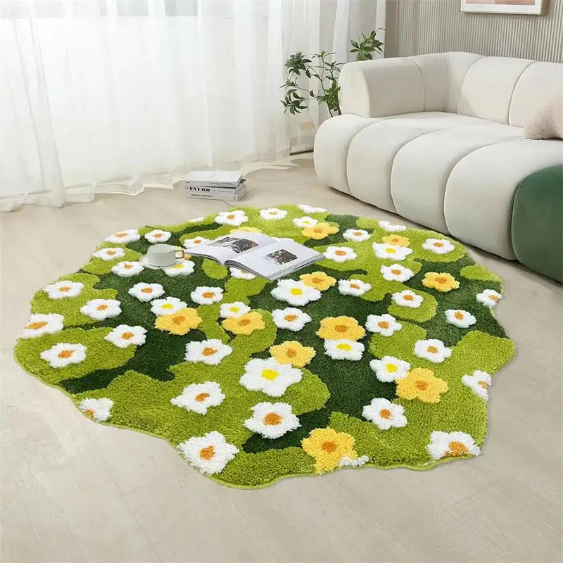 Moss Flower Tufted Round Rug | Bowlift