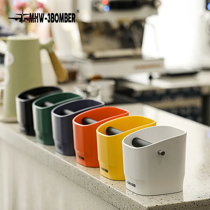 BowLift | 0.9–1.2 l Espresso knock box, detachable knock bar and non-slip base, square coffee grounds waste, barista desktop accessories