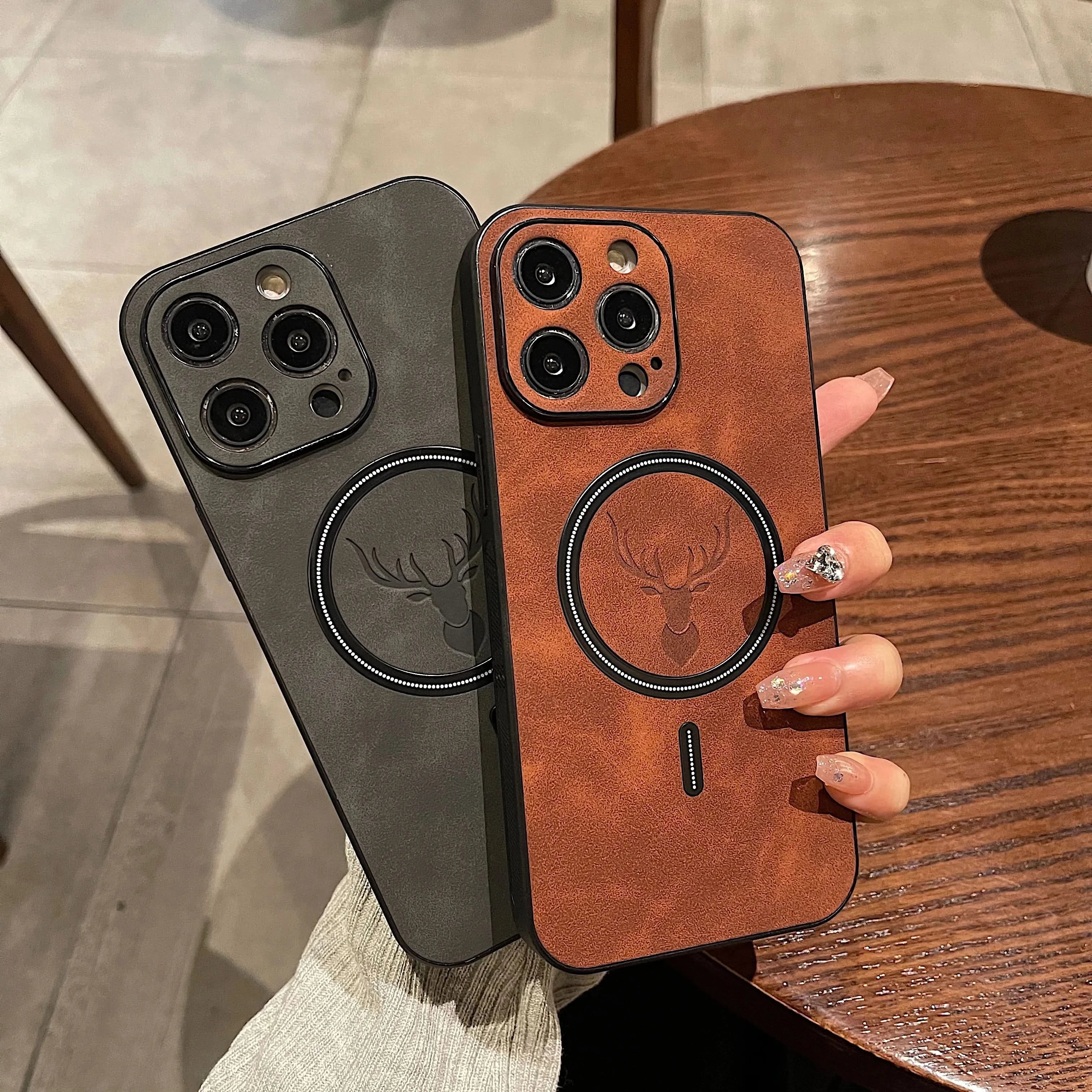 BowLift | Deer Leather iPhone Case MagSafe Wireless Charging