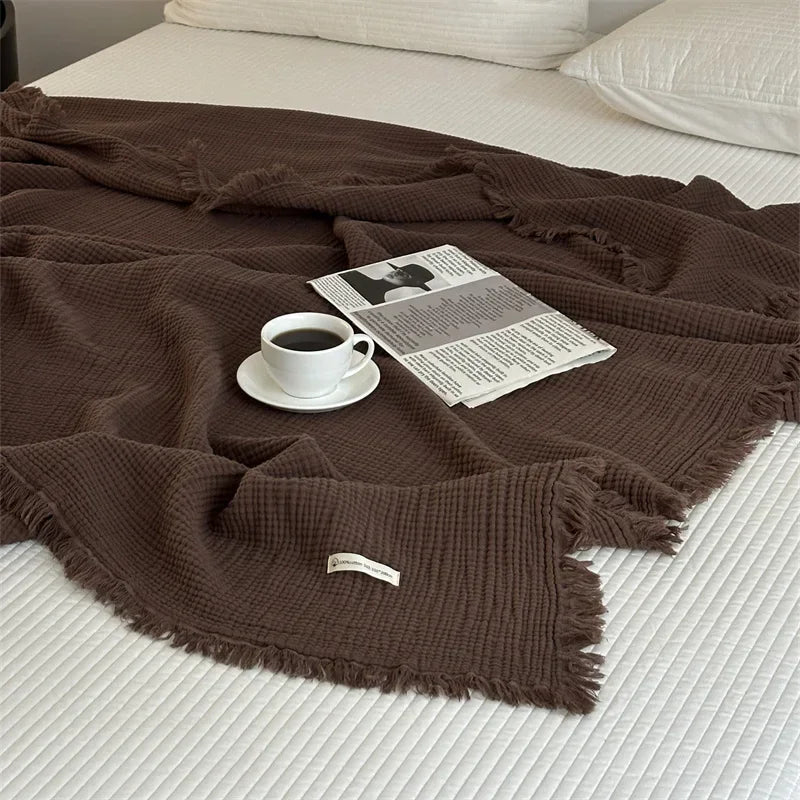 BowLift | Solid color cotton sofa blanket