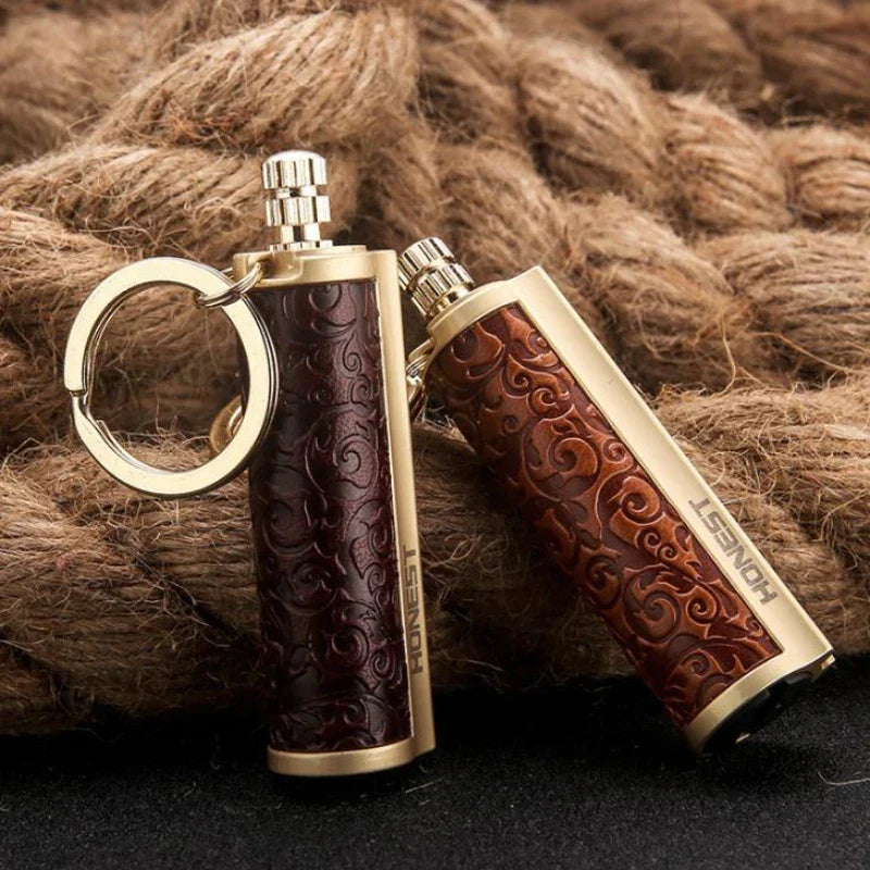 Leather Keychain Metal Match Inferno Lighter | Bowlift